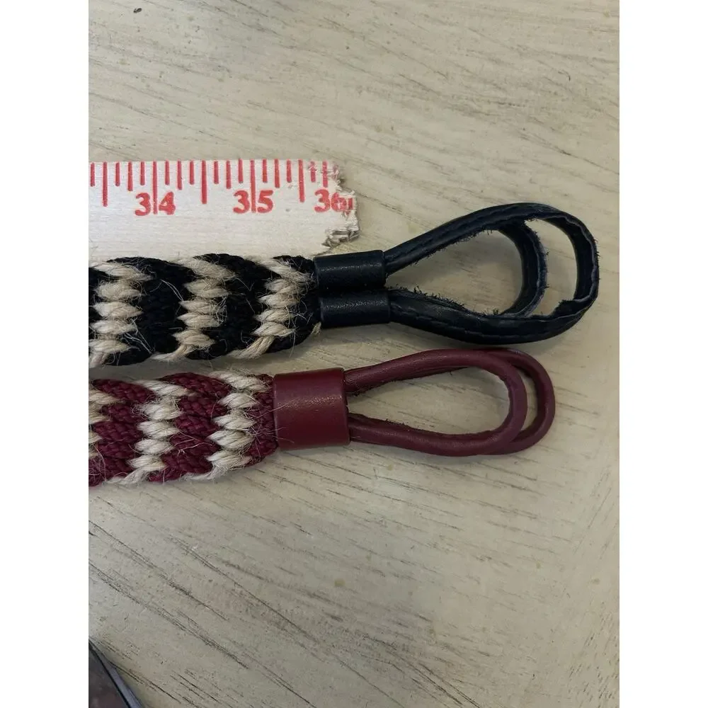 VTG Canvas Braided Hemp Belts 2 Jute Leather Burgundy Black Tan Vegan Organic